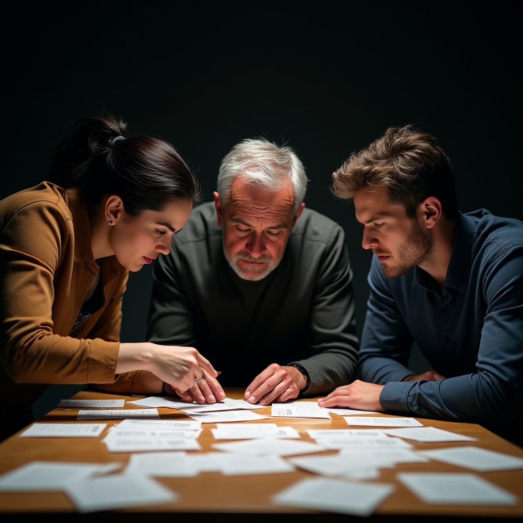 Small team collaborating around a table during a messaging workshop session